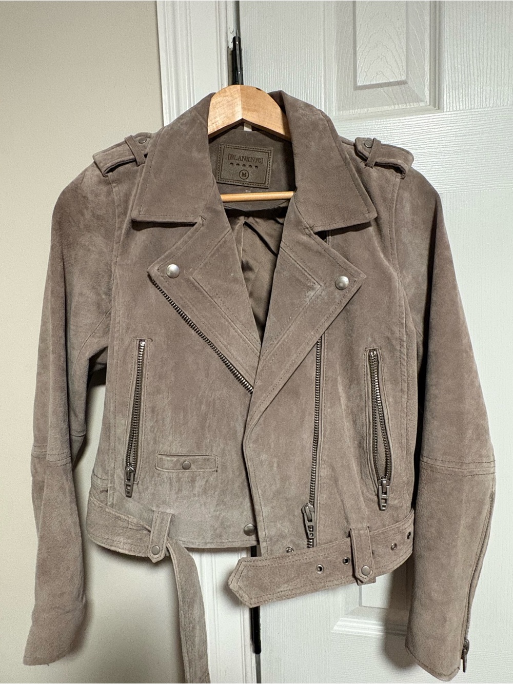 Blank NYC Taupe Suede Moto Jacket - Taupe